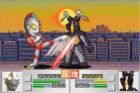 ウルトラマンジャックがゼットンに攻撃する。ウルトラ警備隊モンスターアタックより。