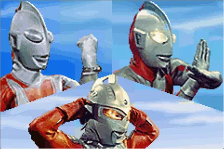 ウルトラマン・ウルトラセブン・ウルトラマンジャックが必殺技を繰り出す。ウルトラ警備隊モンスターアタックより。